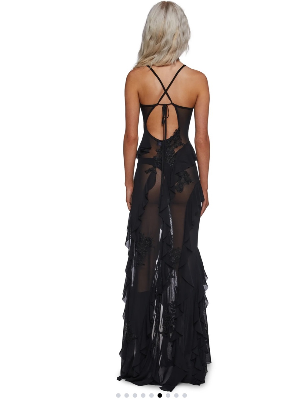 Viral sold out Dolls Kill Rebel Mon Amour sheer black maxi festival dress - Picture 6 of 8